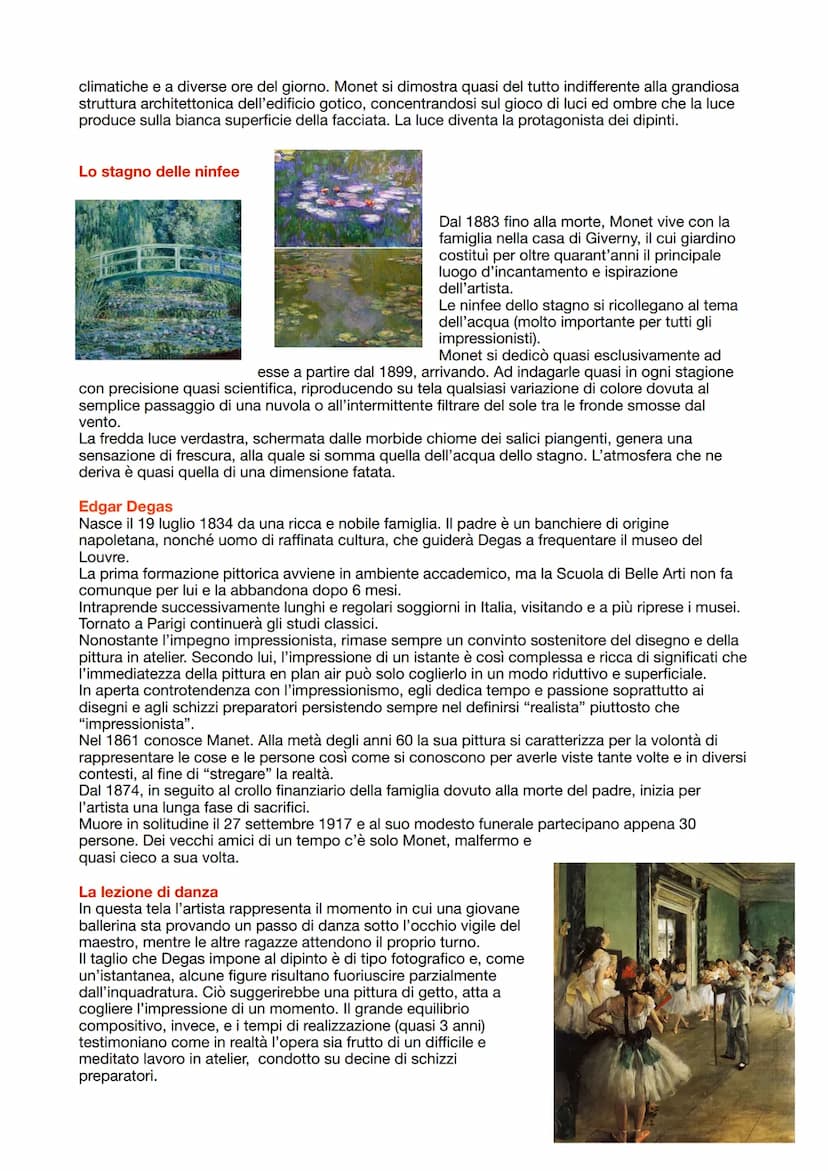Impressionismo
È una corrente (non hanno un'istruzione accademica, un manifesto e nemmeno una condivisione
totale delle tecniche).
Il primo 
