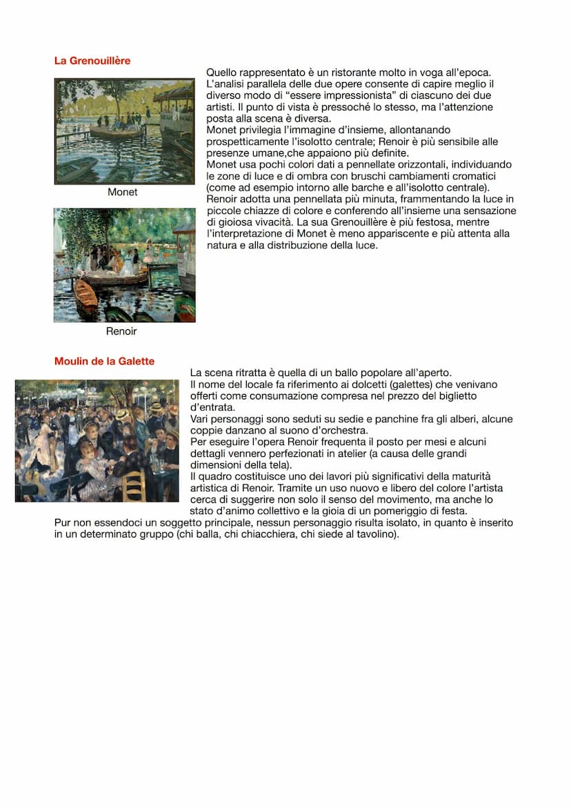 Impressionismo
È una corrente (non hanno un'istruzione accademica, un manifesto e nemmeno una condivisione
totale delle tecniche).
Il primo 