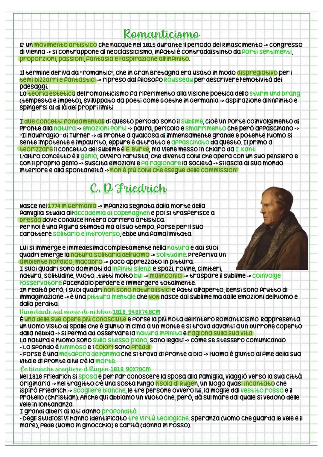 # Romanticismo

- E' un movimento artistico che nacque nel 1815 durante il periodo del rinascimento -> congresso di vienna -> si contrappone