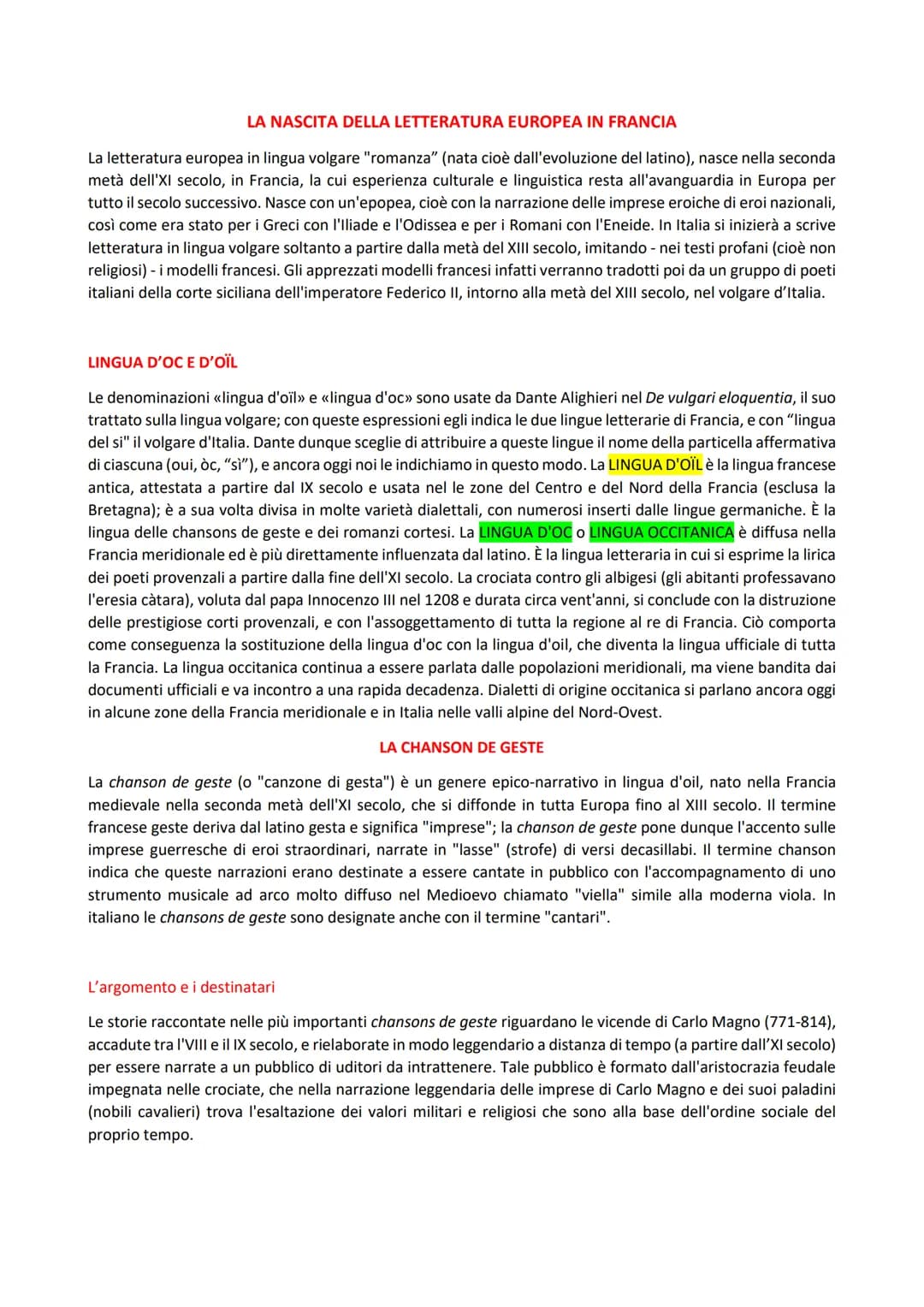 
<p>La letteratura europea in lingua volgare "romanza" (nata cioè dall'evoluzione del latino), nasce nella seconda metà dell'XI secolo, in F