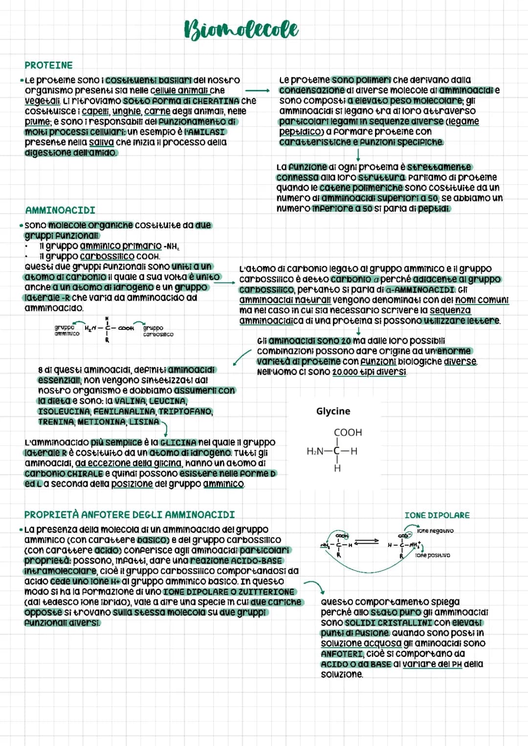 Biomolecole: Le Proteine 