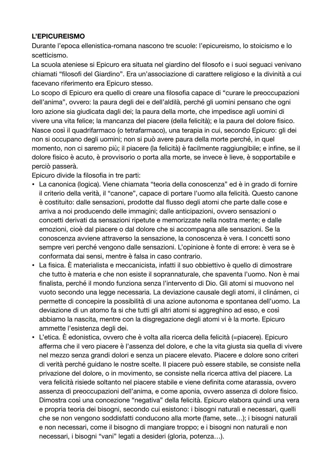 # L'EPICUREISMO

Durante l'epoca ellenistica-romana nascono tre scuole: l'epicureismo, lo stoicismo e lo
scetticismo.

La scuola ateniese si