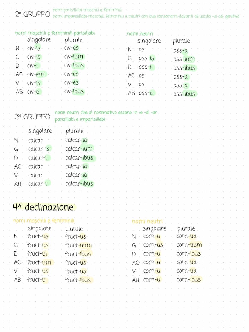 declinazioni latino
1^ declinazione
singolare
ros-a
ros-ae
ros-ae
ros-am
N
G
D
AC
V
AB.
ros-a
·ros-a
2^ declinazione
nomi maschili e femmini