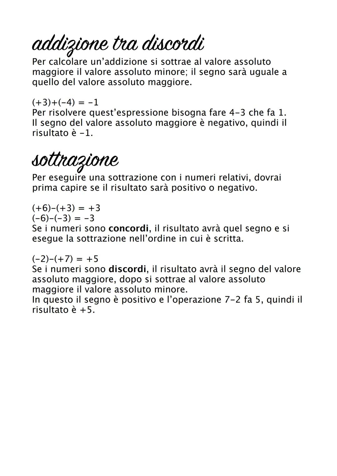 numeri relativi
-6
-5
-4
-2
-1
0
+1
+2
+3 +5 +7
+4
I numeri relativi sono numeri che possono essere positivi (+)
o negativi (-). Ad esempio,