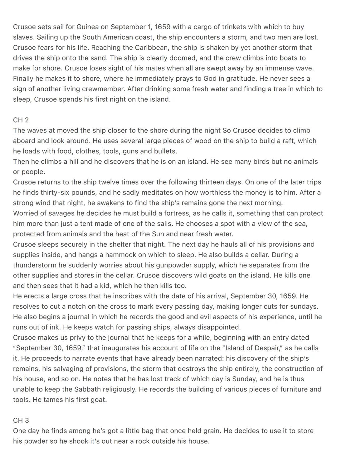 riassunto robinson crusoe (Daniel Defoe)
CH 1
A man named Robinson Crusoe talks about his own life story, beginning with his birth in 1632 i