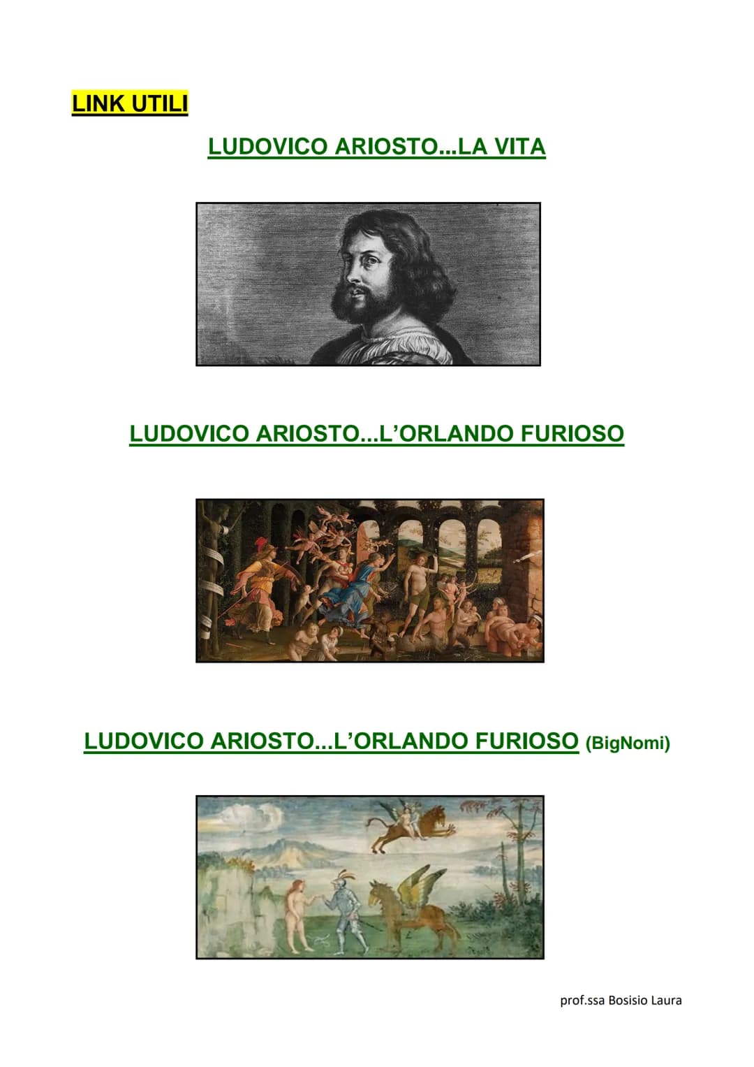 ●
●
●
●
LUDOVICO ARIOSTO
(1474 - 1533)
Nacque a Reggio Emilia nel 1474;
Il padre era il conte Nicolò Ariosto capitano della cittadella;
Nel 