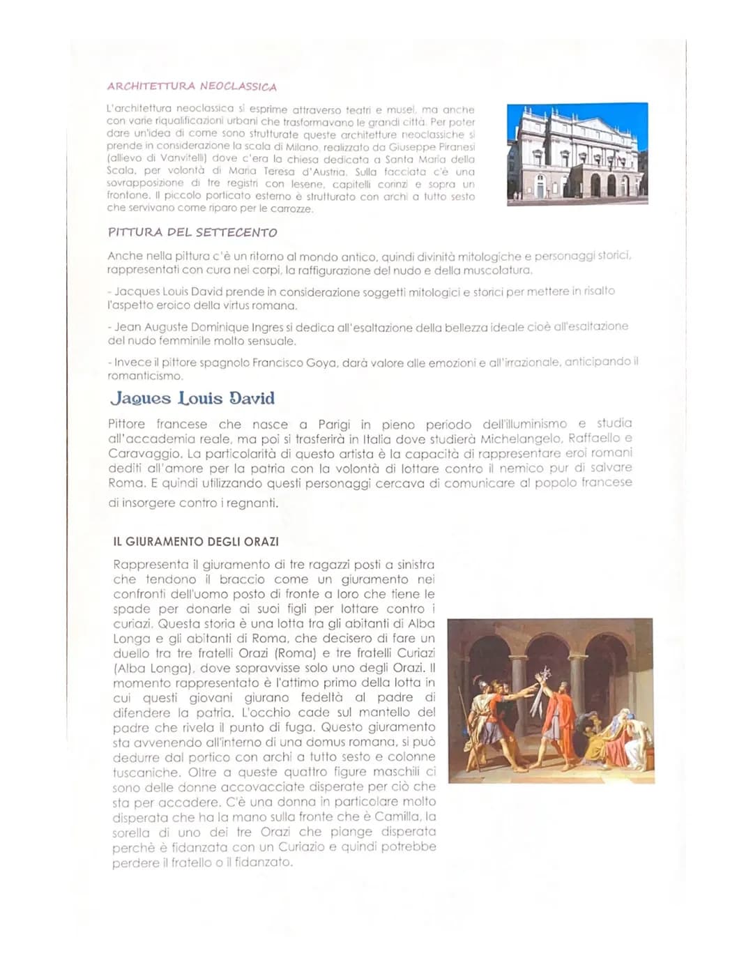 NEOCLASSICISMO
Inizia intorno al 1750 e termina quando ci sarà la fine dell'impero napoleonico nel 1815. Con
questo stile c'è un ritorno all