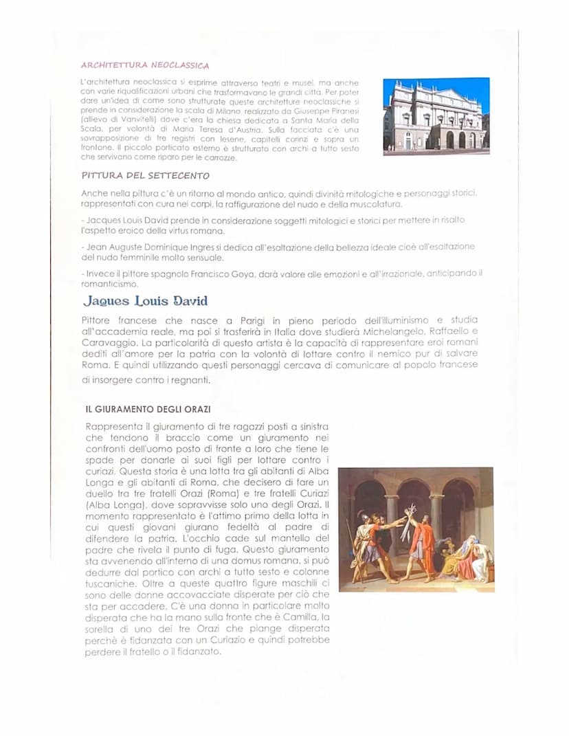 NEOCLASSICISMO
Inizia intorno al 1750 e termina quando ci sarà la fine dell'impero napoleonico nel 1815. Con
questo stile c'è un ritorno all