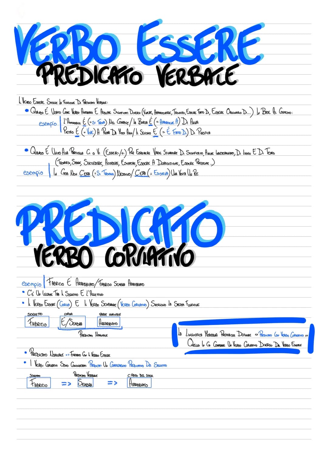 VERBO ESSERE
PREDICATO VERBALE
L. VERBO ESSERE SVOLGE LA FUNZIONE DI PREDICATO VERBONE:
•
• QUANDO É USATO COME VERO AUNONONO E ASSUME SIGNI