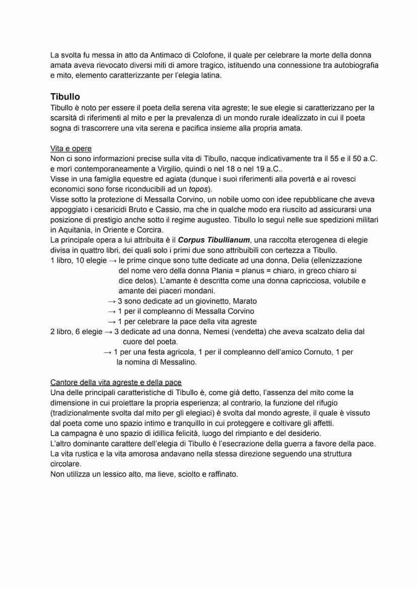 L'elegia
Caratteristiche generali
-L'elegia prende il nome dai distici elegiaci (formati da un esametro e un pentametro) con cui
venivano sc