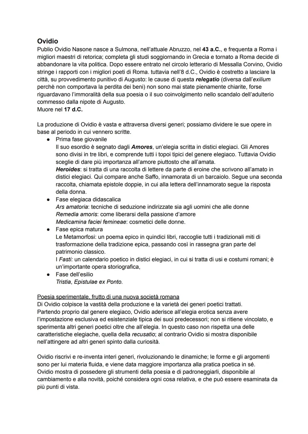 L'elegia
Caratteristiche generali
-L'elegia prende il nome dai distici elegiaci (formati da un esametro e un pentametro) con cui
venivano sc