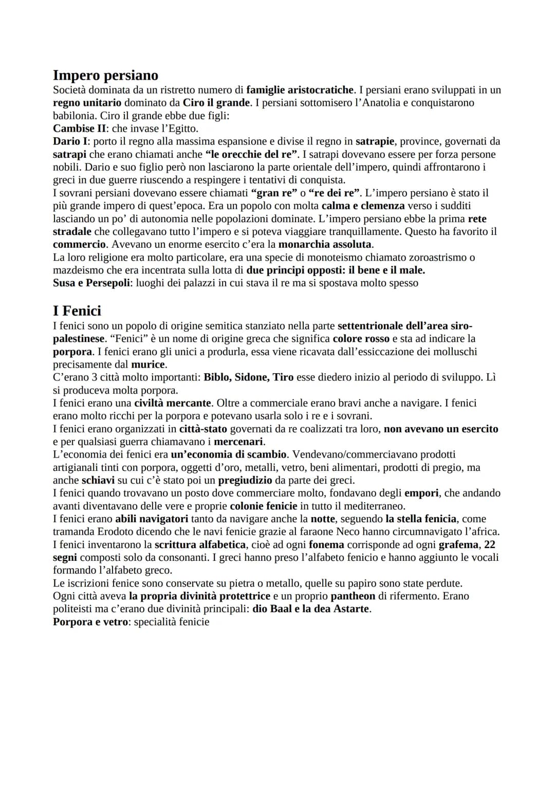 Impero persiano
Società dominata da un ristretto numero di famiglie aristocratiche. I persiani erano sviluppati in un
regno unitario dominat
