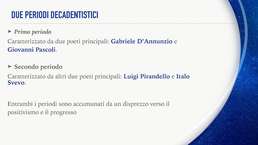 DECADENTISMO COME NASCE E COSA RIGUARDA?
Si sviluppa in Francia nella seconda metà dell'800.
Valuta il sogno, l'arte, l'irrazionalità e l'in