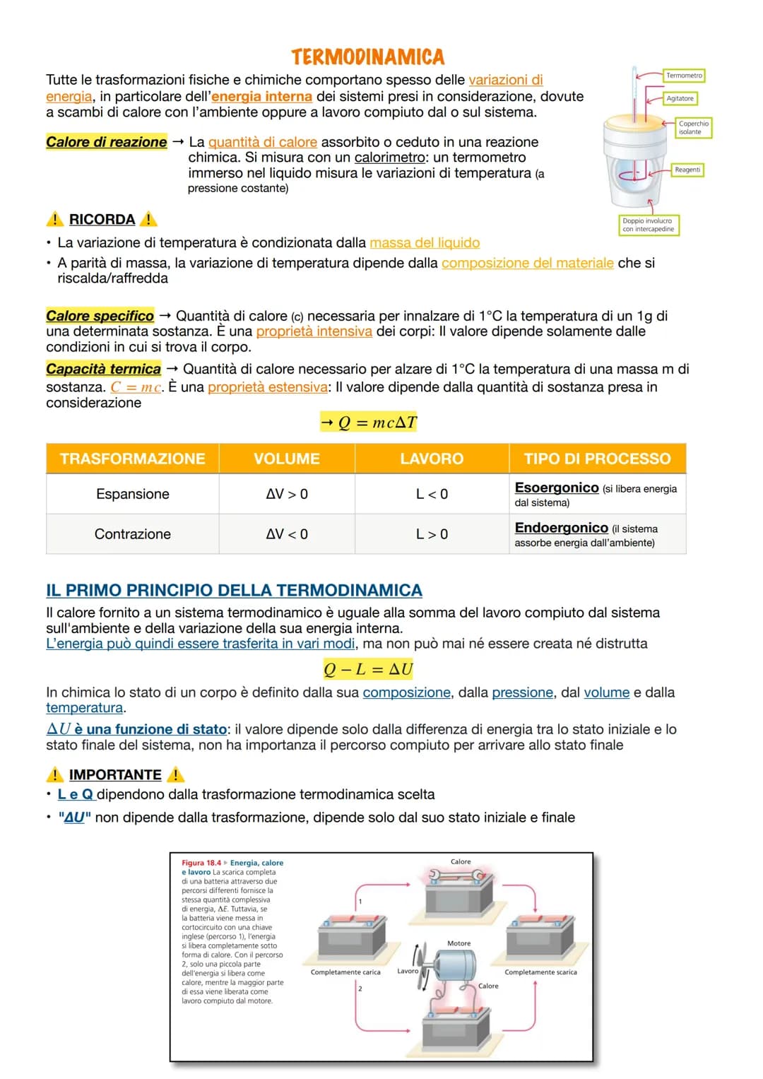 TERMODINAMICA
Tutte le trasformazioni fisiche e chimiche comportano spesso delle variazioni di
energia, in particolare dell'energia interna 
