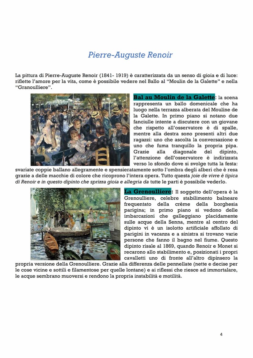 L'impressionismo
Grazie allo sviluppo tecnologico che ha portato la rivoluzione industriale, anche il mondo
dell'arte progredisce con una nu