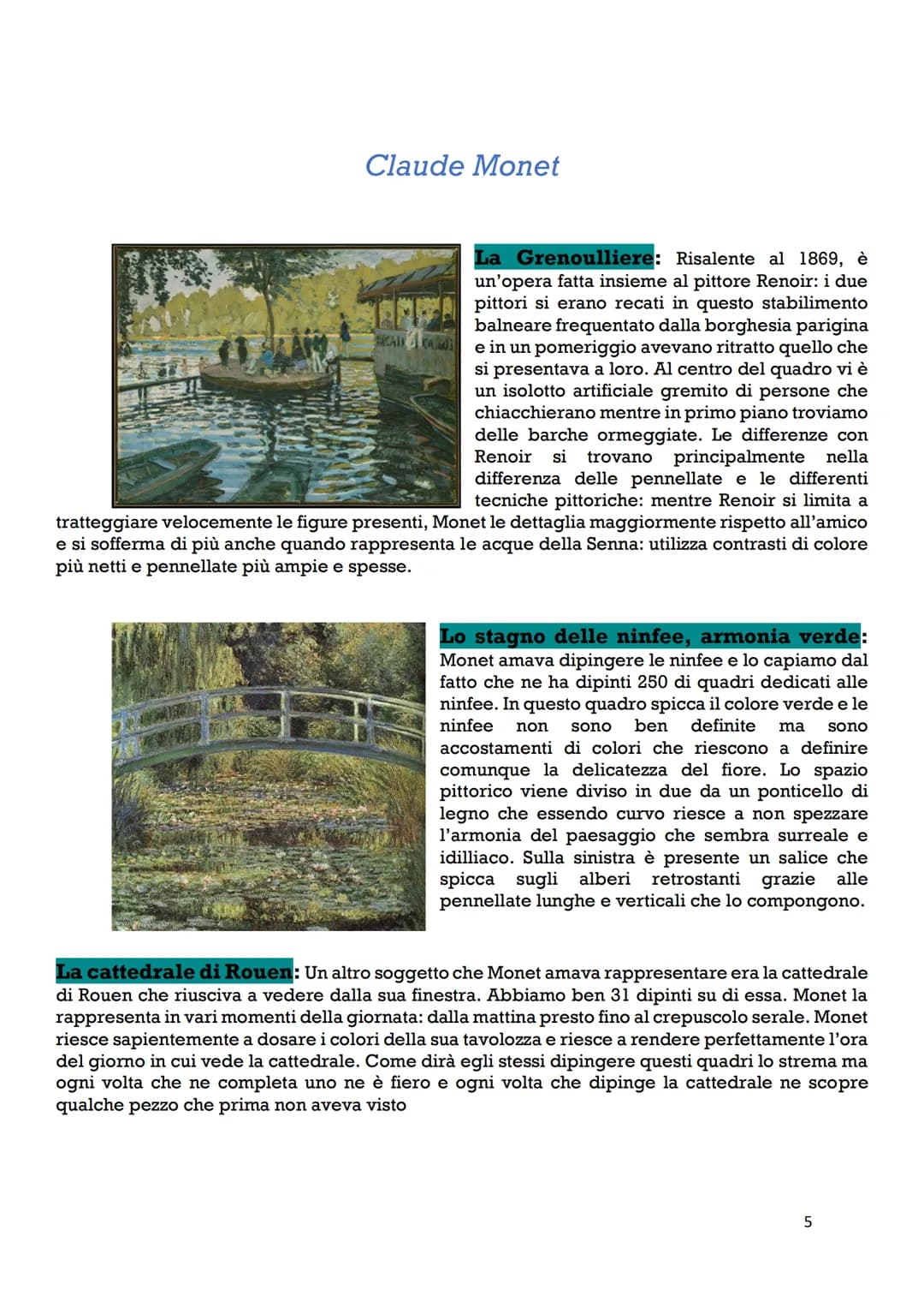 L'impressionismo
Grazie allo sviluppo tecnologico che ha portato la rivoluzione industriale, anche il mondo
dell'arte progredisce con una nu