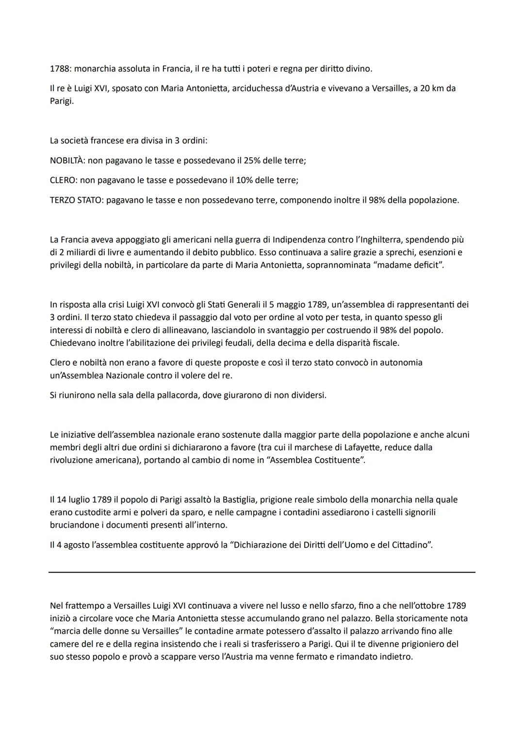 1788: monarchia assoluta in Francia, il re ha tutti i poteri e regna per diritto divino.

Il re è Luigi XVI, sposato con Maria Antonietta, a
