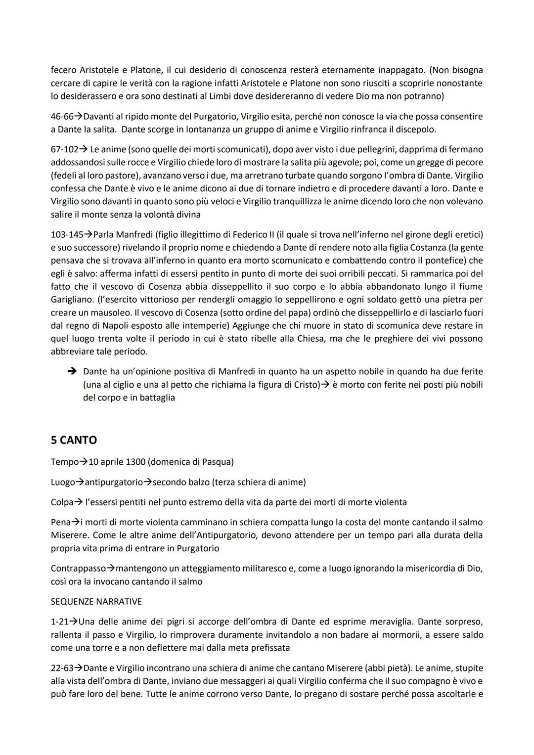 LA DIVINA COMMEDIA
PURGATORIO→ comincia quando Dante e Virgilio sono ai piedi della montagna del purgatorio. (speculare
alla voragine dell'i