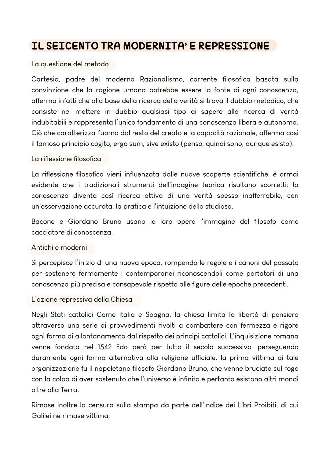 L'ETÀ DEL BAROCCO
LA NASCITA DELLA SCIENZA MODERNA
Sviluppo di un nuovo metodo scientifico
Nel XVII secolo nasce la scienza moderna, con una