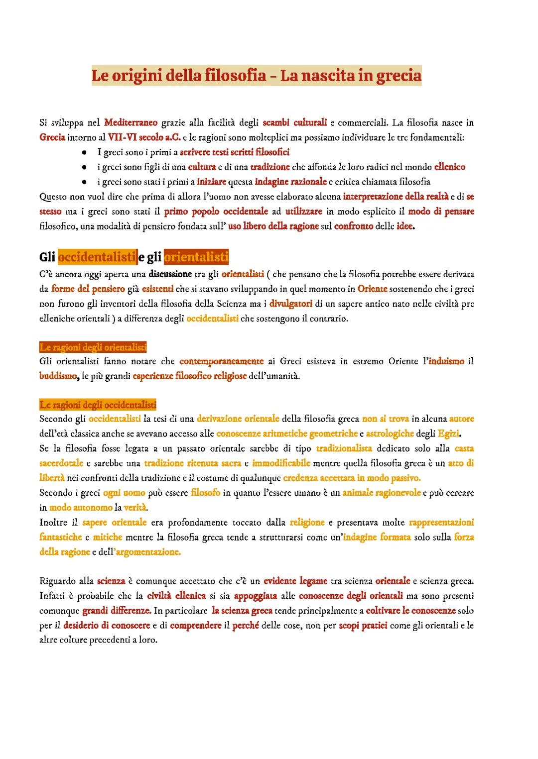 Le origini della filosofia