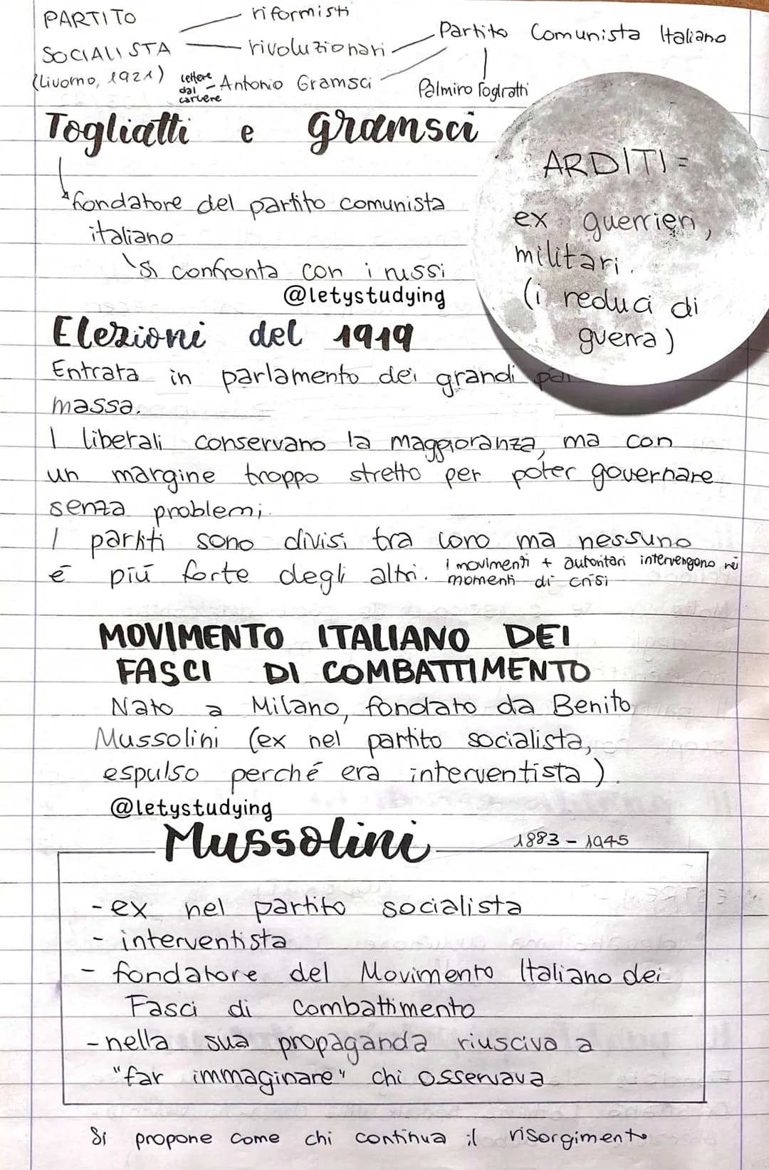 FASCISMO
@letystudying
Con
Mussolini e il ventennid fascista
1 Con
la Pace di Versaille, l'Italia viene derubata
dalla Pace" non vengono dat