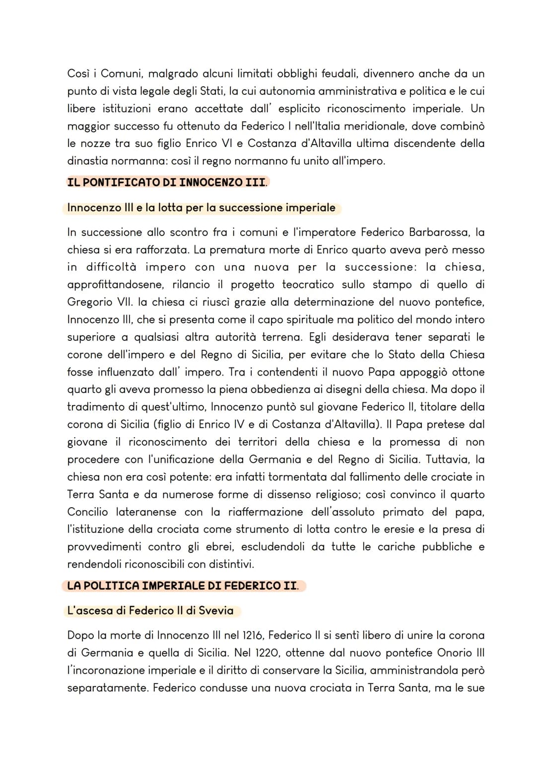 LO SCONTRO FRA I COMUNI ITALIANI E L'IMPERO
Due mondi in collisione
I comuni erano diventati piccoli Stati indipendenti ribelli a quello che