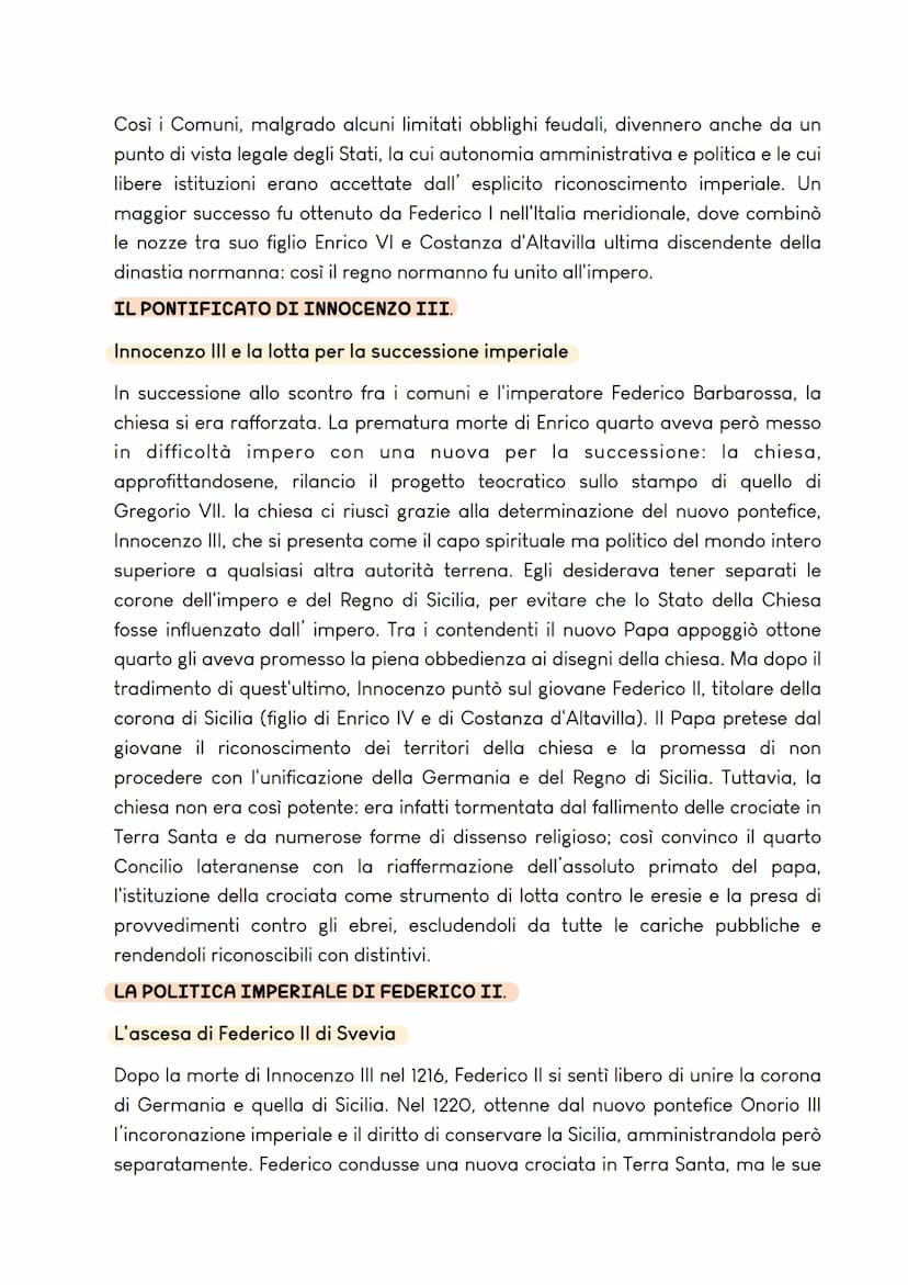 LO SCONTRO FRA I COMUNI ITALIANI E L'IMPERO
Due mondi in collisione
I comuni erano diventati piccoli Stati indipendenti ribelli a quello che