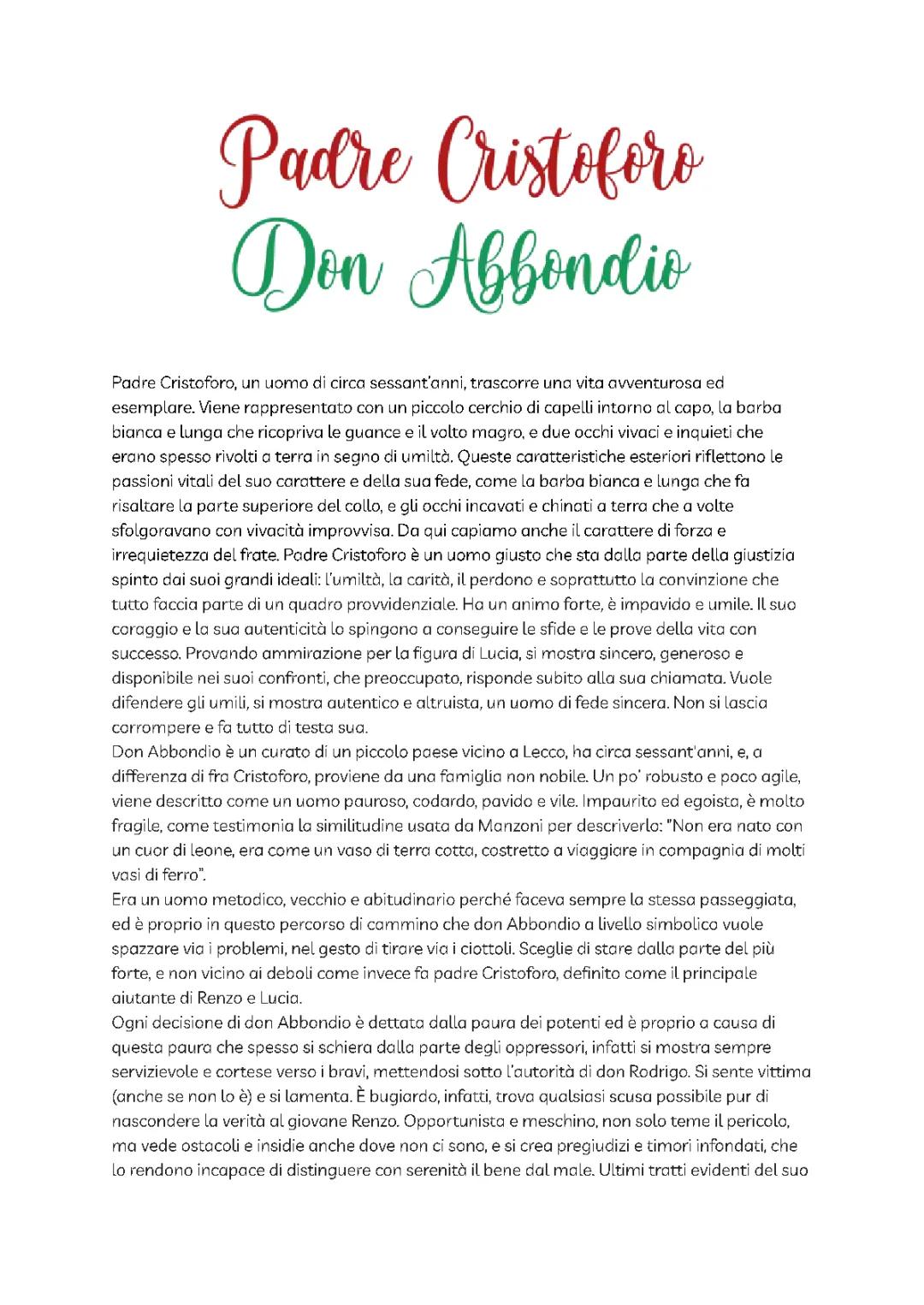 Confronto: Padre Cristoforo e Don Abbondio ne I Promessi Sposi