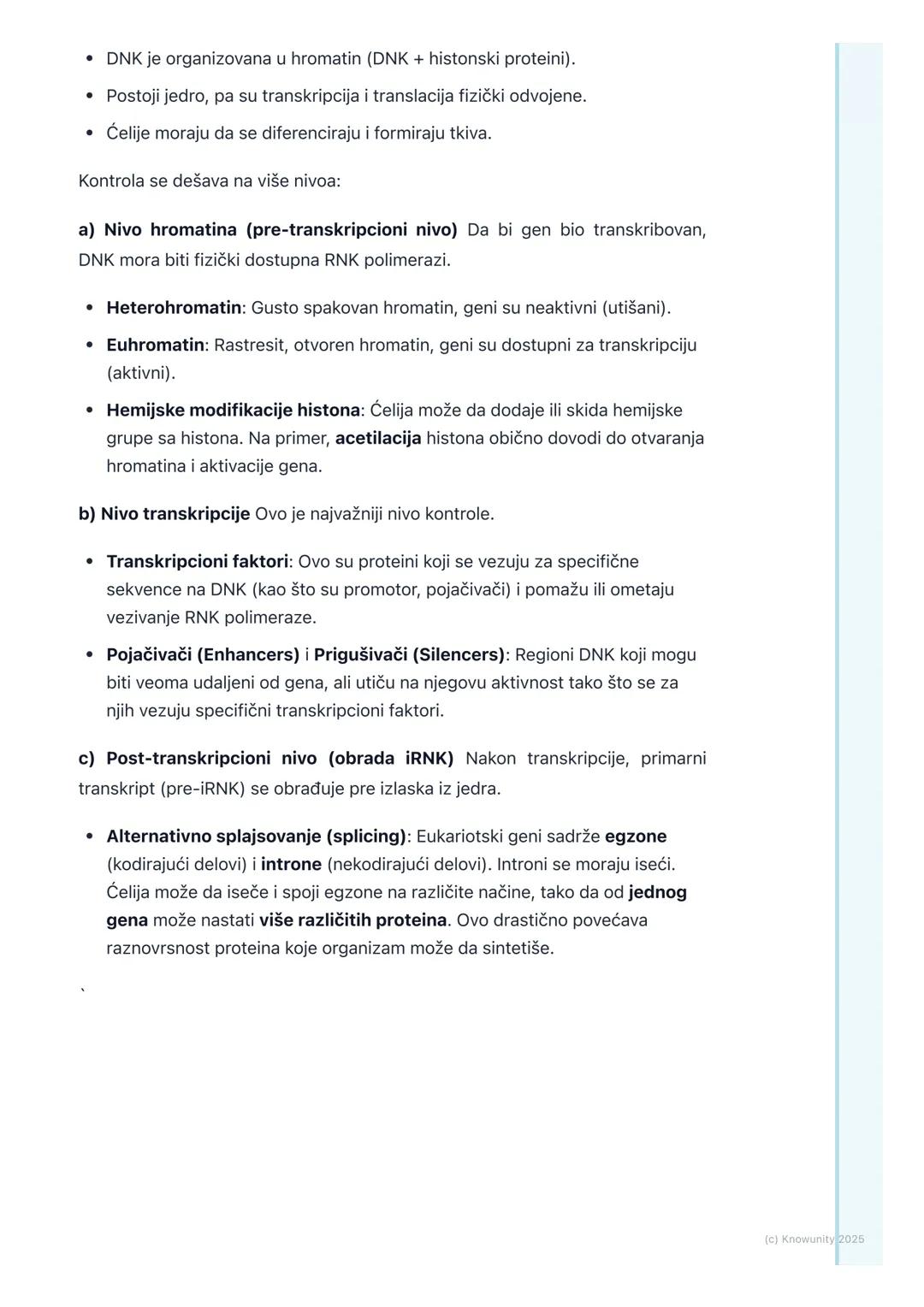 # Regulacija ekspresije gena

Uvod i značaj regulacije

Sve ćelije u jednom višećelijskom organizmu (npr. u našem telu) imaju potpuno
istu D