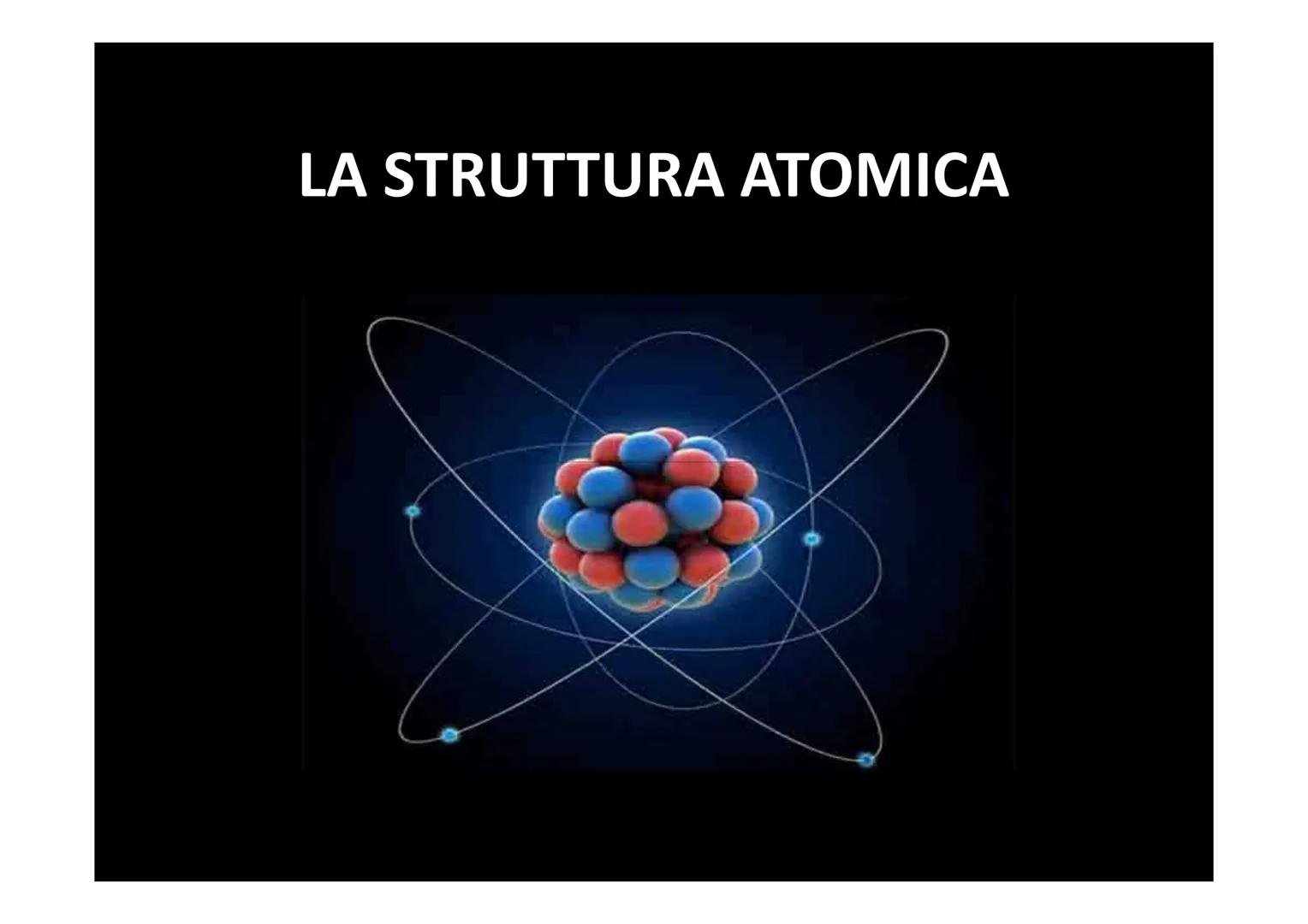 LA STRUTTURA ATOMICA L'atomo è parte più piccola di un elemento (le sue dimensioni, infatti, sono
inferiori al milionesimo di millimetro); l