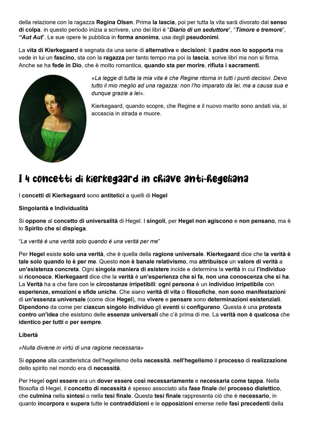 Introduzione
La vita
Kierkegaard
L'infanzia
Soren Kierkegaard, costruisce il concetto di possibilità e il concetto di fede per
opporsi al pr
