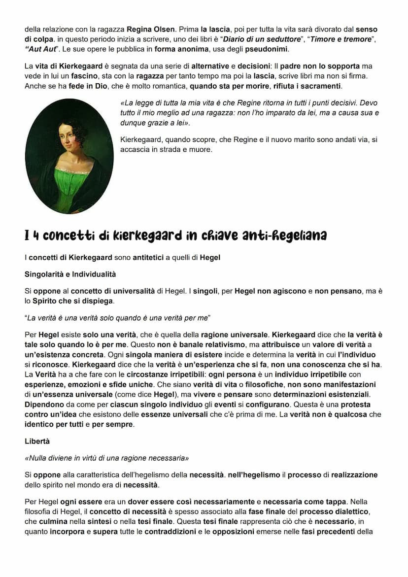 Introduzione
La vita
Kierkegaard
L'infanzia
Soren Kierkegaard, costruisce il concetto di possibilità e il concetto di fede per
opporsi al pr