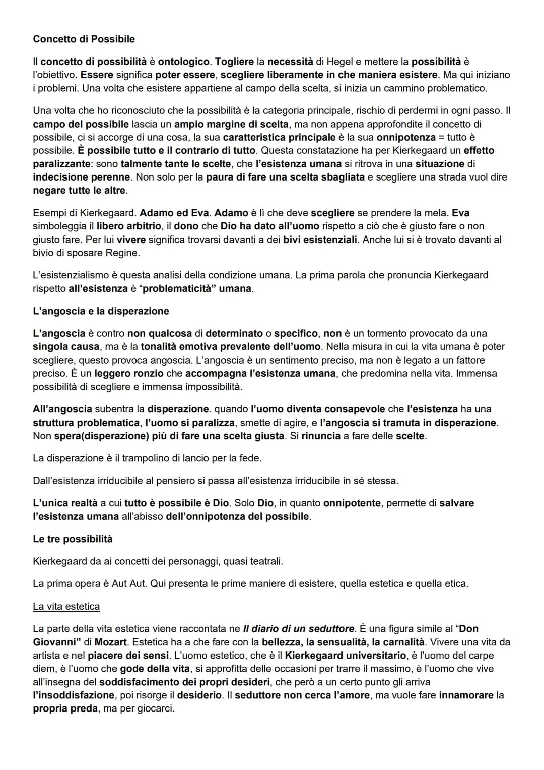 Introduzione
La vita
Kierkegaard
L'infanzia
Soren Kierkegaard, costruisce il concetto di possibilità e il concetto di fede per
opporsi al pr