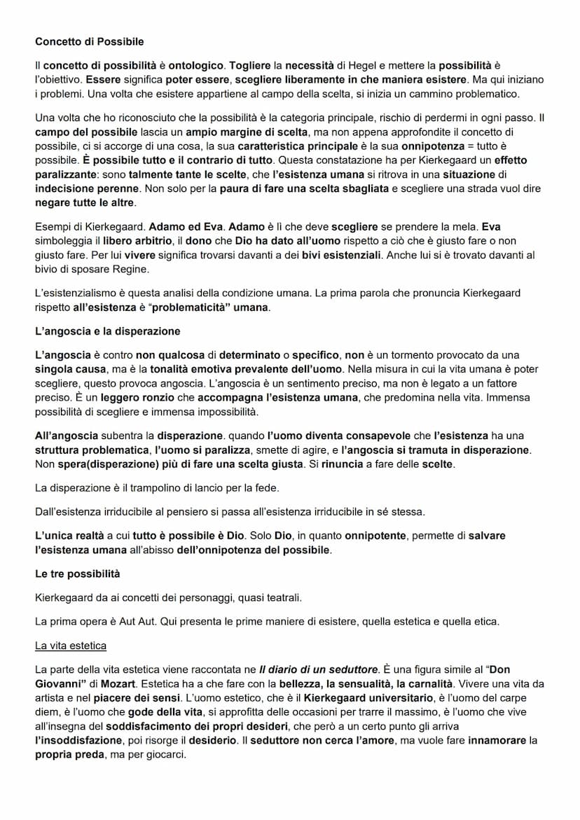Introduzione
La vita
Kierkegaard
L'infanzia
Soren Kierkegaard, costruisce il concetto di possibilità e il concetto di fede per
opporsi al pr