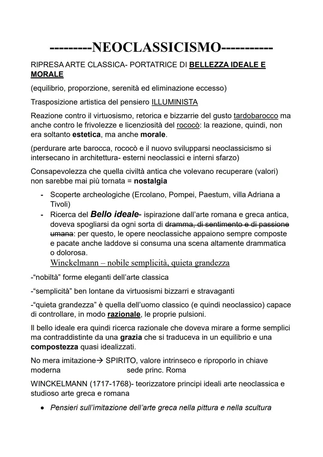 -NEOCLASSICISMO-
RIPRESA ARTE CLASSICA- PORTATRICE DI BELLEZZA IDEALE E
MORALE
(equilibrio, proporzione, serenità ed eliminazione eccesso)
T