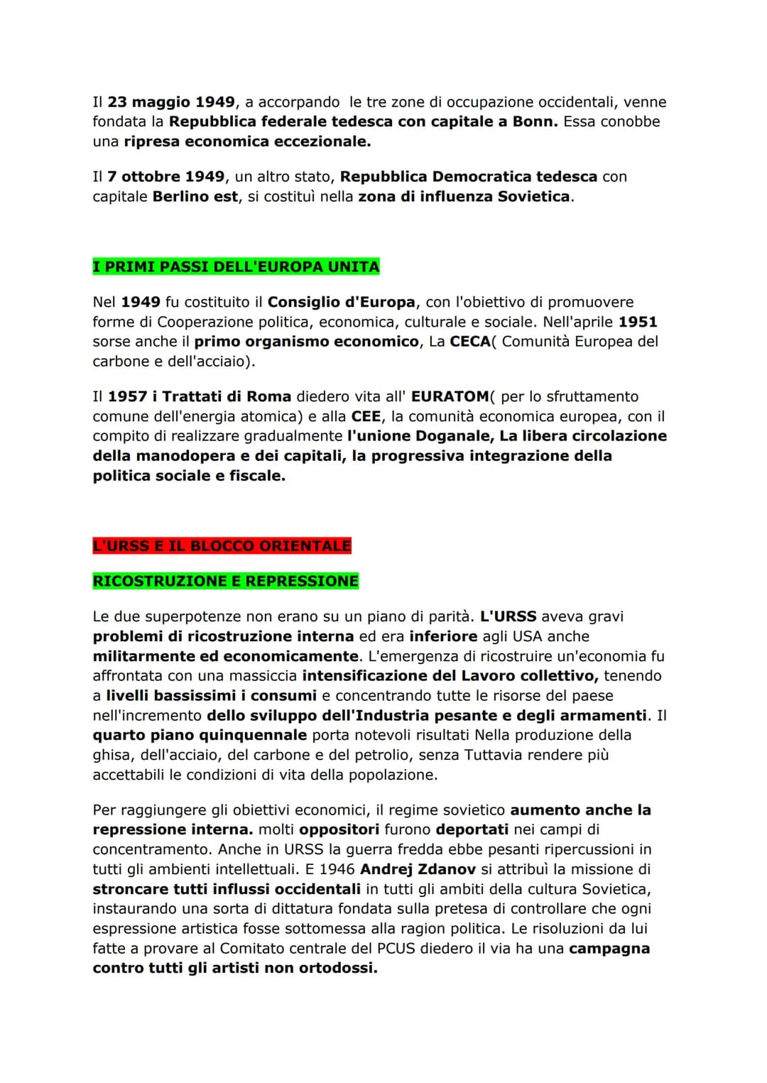 CAPITOLO 11
IL SECONDO DOPOGUERRA
(LE DRAMMATICHE CONSEGUENZE DOPO IL CONFLITTO)
la situazione europea
In Europa tutti i paesi,eccetto la Gr