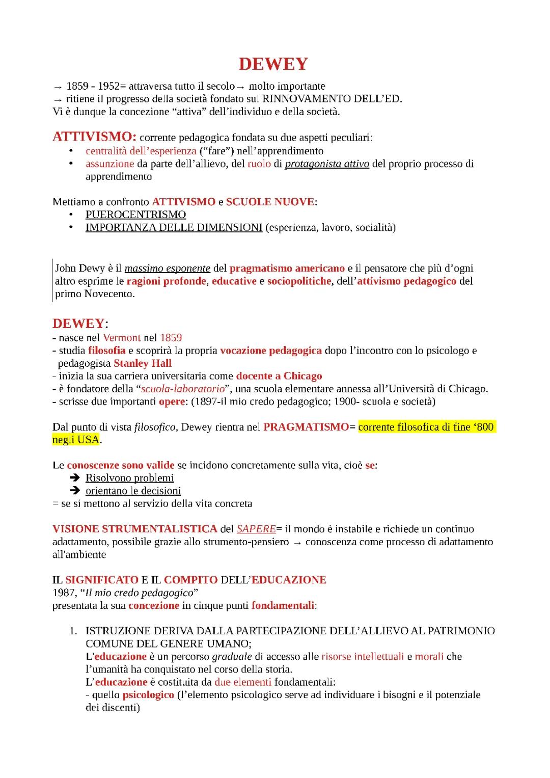 John Dewey: Principi e Approcci Educativi