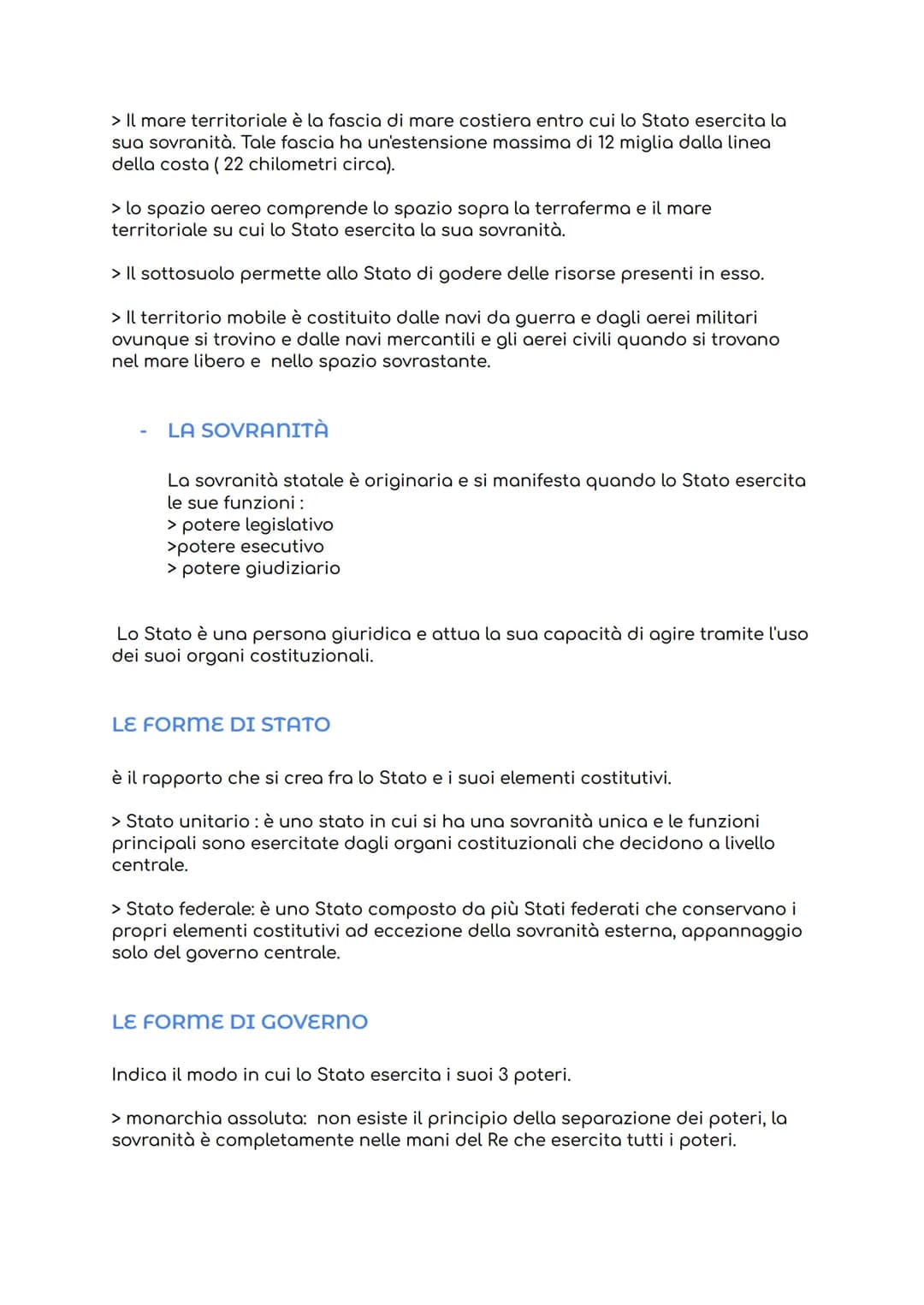 LO STATO
Per Stato si intende un'organizzazione politica che esercita la propria
sovranità sui soggetti che si trovano sul suo territorio.
>