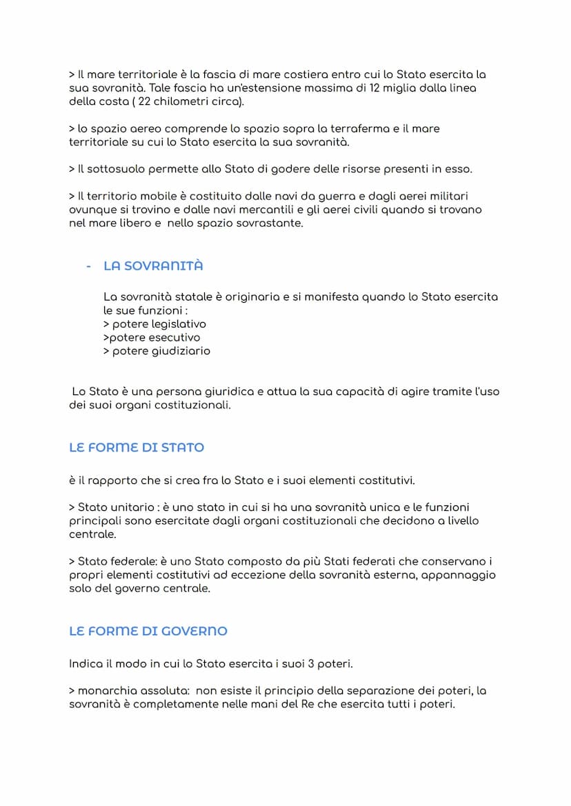LO STATO
Per Stato si intende un'organizzazione politica che esercita la propria
sovranità sui soggetti che si trovano sul suo territorio.
>