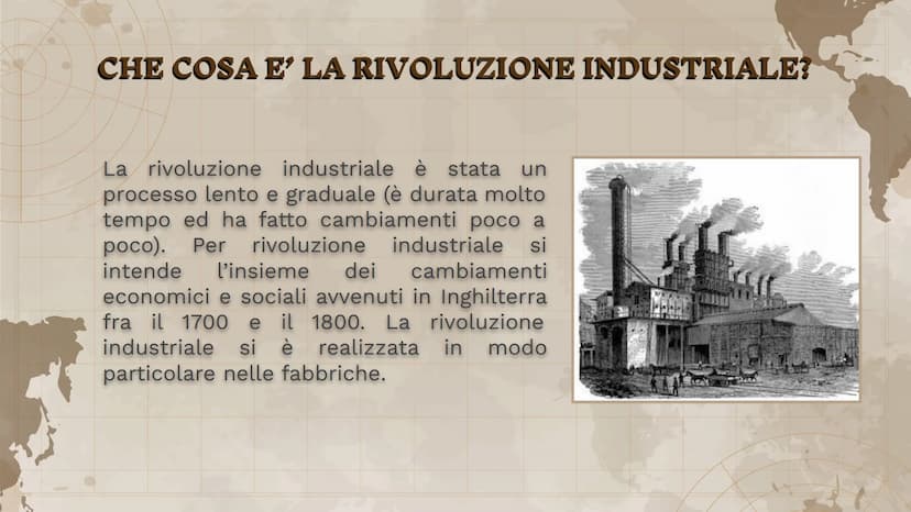 LA RIVOLUZIONE
INDUSTRIALE
Armela Vrapi 4^P CHE COSA E' LA RIVOLUZIONE INDUSTRIALE?
La rivoluzione industriale è stata un
processo lento e g