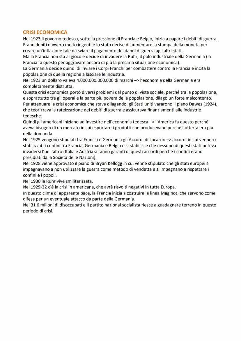 LA NASCITA DEL NAZISMO
IL DOPOGUERRA IN GERMANIA
Alla fine della guerra, la Germania e l'Europa centrale, era in una situazione economica gr