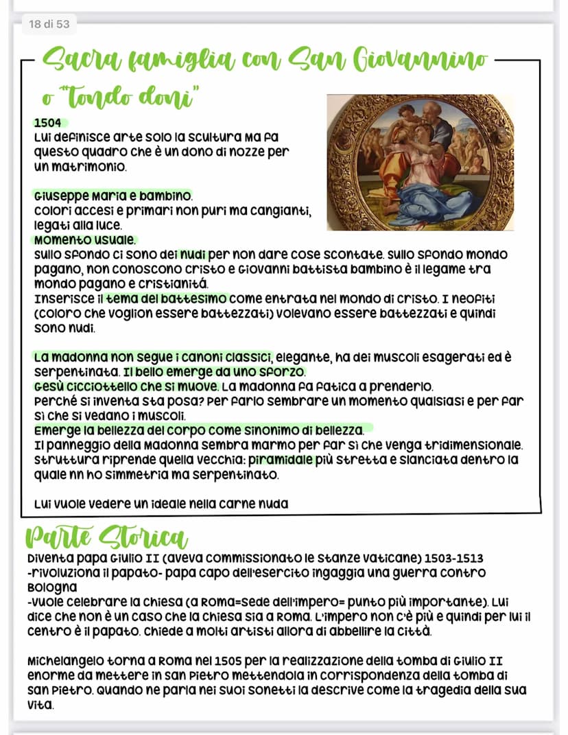 
<p>Michelangelo Buonarroti è nato nel 1475 a Caprese e è morto nel 1564, vivendo quindi a lungo. Da giovane, ha lavorato presso la bottega 