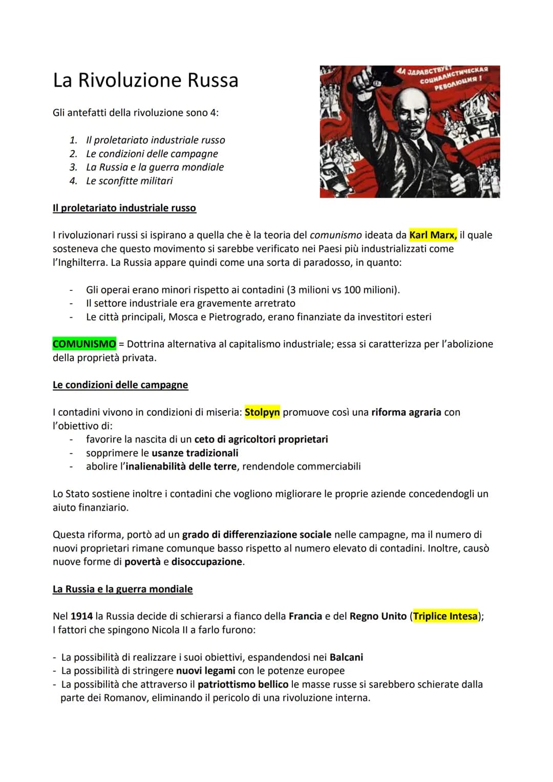 La Rivoluzione Russa
Gli antefatti della rivoluzione sono 4:
1. Il proletariato industriale russo
2. Le condizioni delle campagne
4A JAPABCT