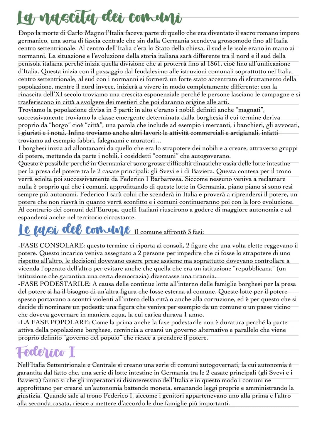 La nascita dei comuni
Dopo la morte di Carlo Magno l'Italia faceva parte di quello che era diventato il sacro romano impero
germanico, una s