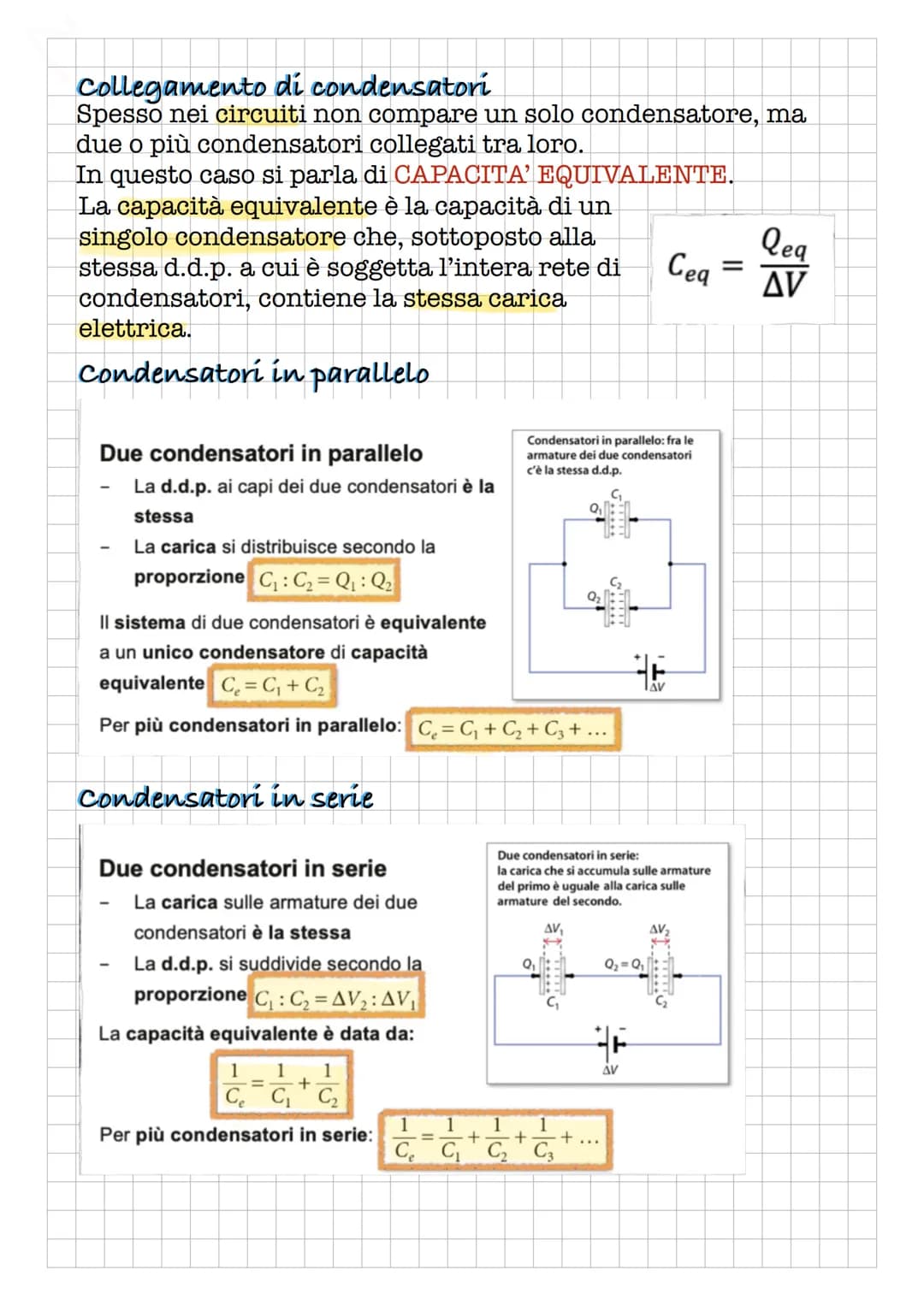 
<p>Un condensatore è un sistema costituito da due conduttori (armature) posti ad un distanza molto piccola rispetto alle loro dimensioni e 