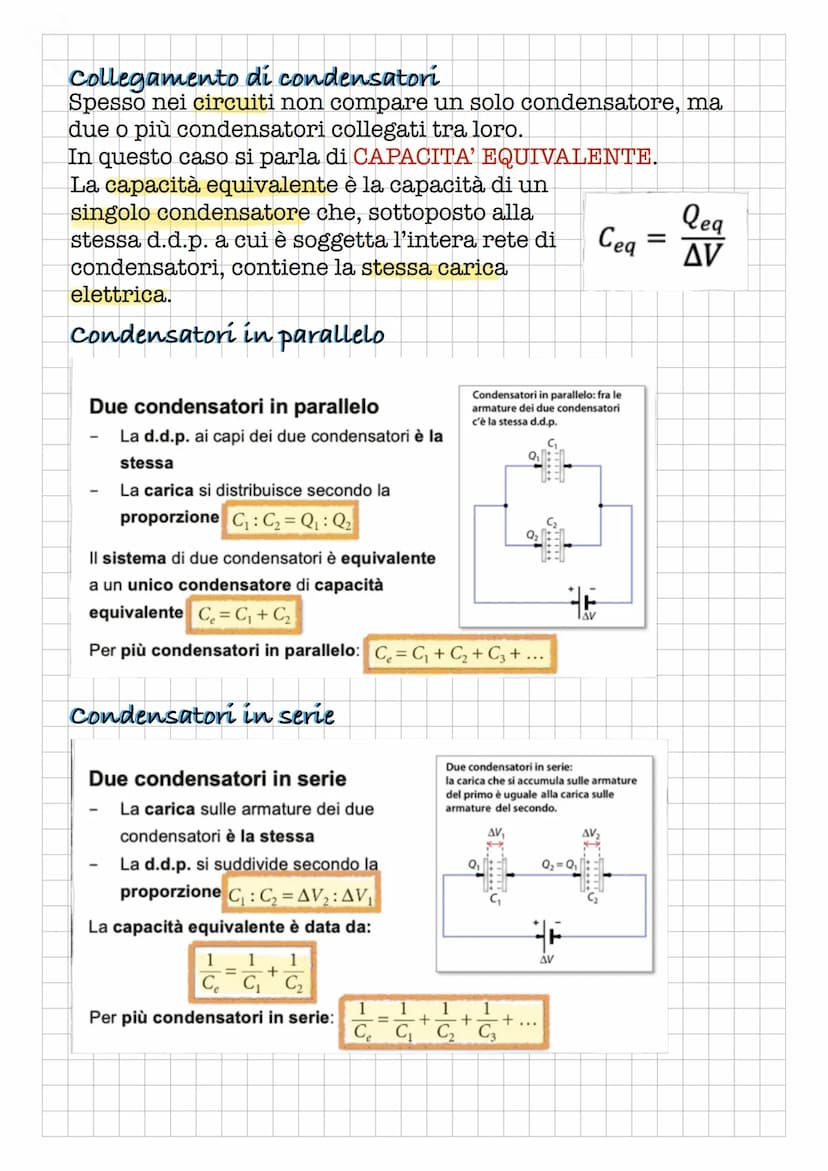 
<p>Un condensatore è un sistema costituito da due conduttori (armature) posti ad un distanza molto piccola rispetto alle loro dimensioni e 