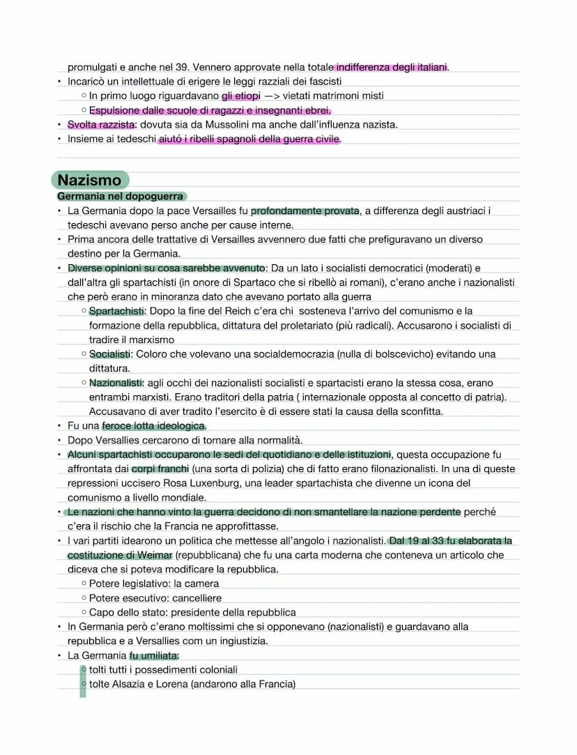I totalitarismi
• Anni 20 e 30
Tre totalitarismi: Unione sovietica (anche oltre la seconda guerra mondiale), nazismo e fascismo
(finito con 