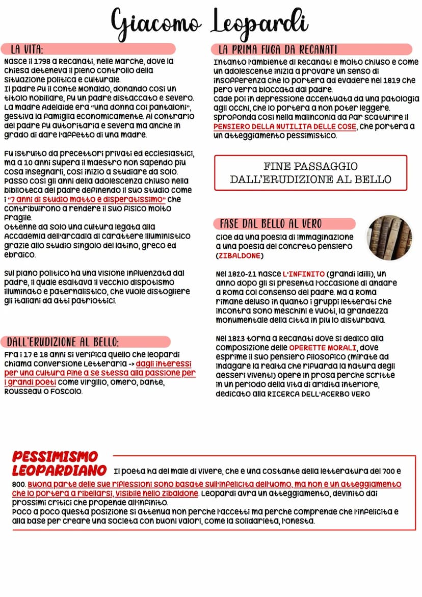 Giacomo Leopardi Giacomo Leopardi
LA VITA:
Nasce il 1798 a Recanati, nelle Marche, dove la
Chiesa deteneva il pieno controllo della
Situazio
