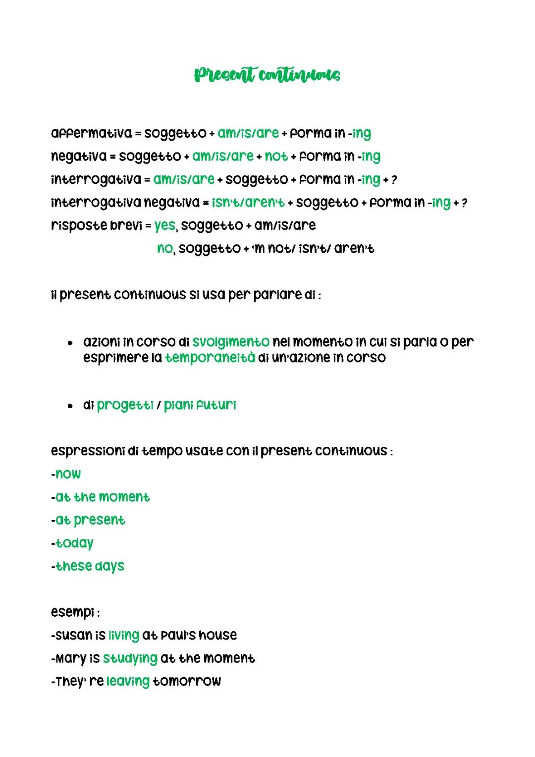 Il present continuous