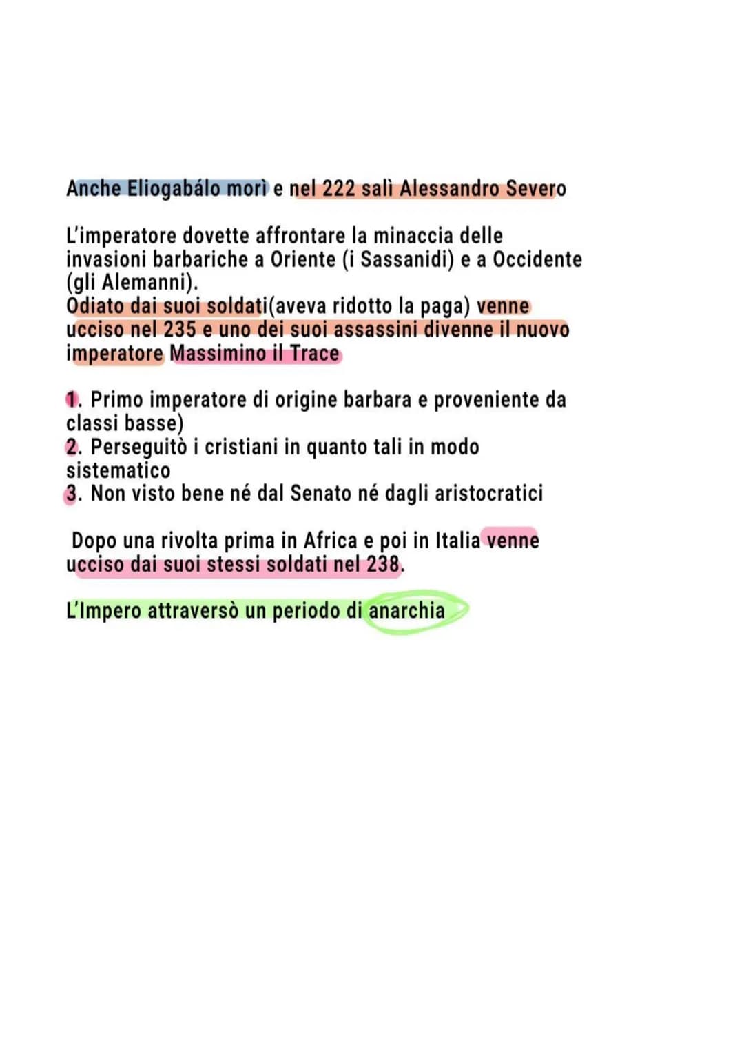La crisi del III sec.
La dinastia dei severi
Dopo la morte di Commodo sale al potere Settimio
Severo (193-211 d. C)
1. Fonda una nuova dinas